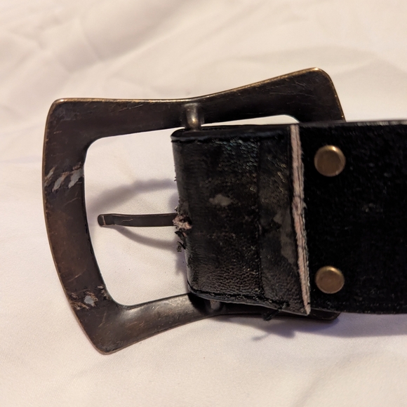 Black Leather Belt w/Colorful Glam Embellishments & Accents Blue/Green & Gold - Picture 10 of 12